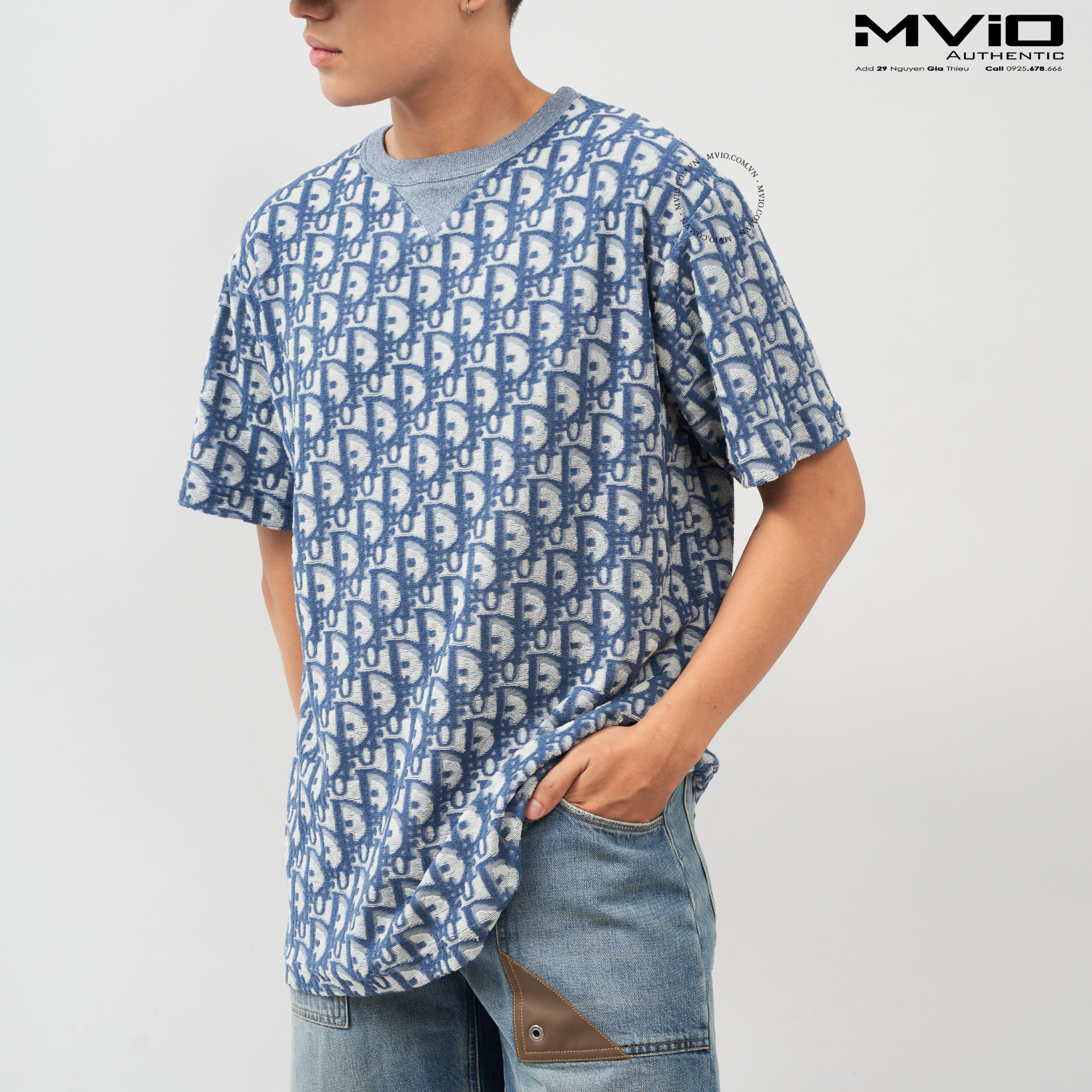  Phông Dior Xanh Vân Oblique 483J646A0906 