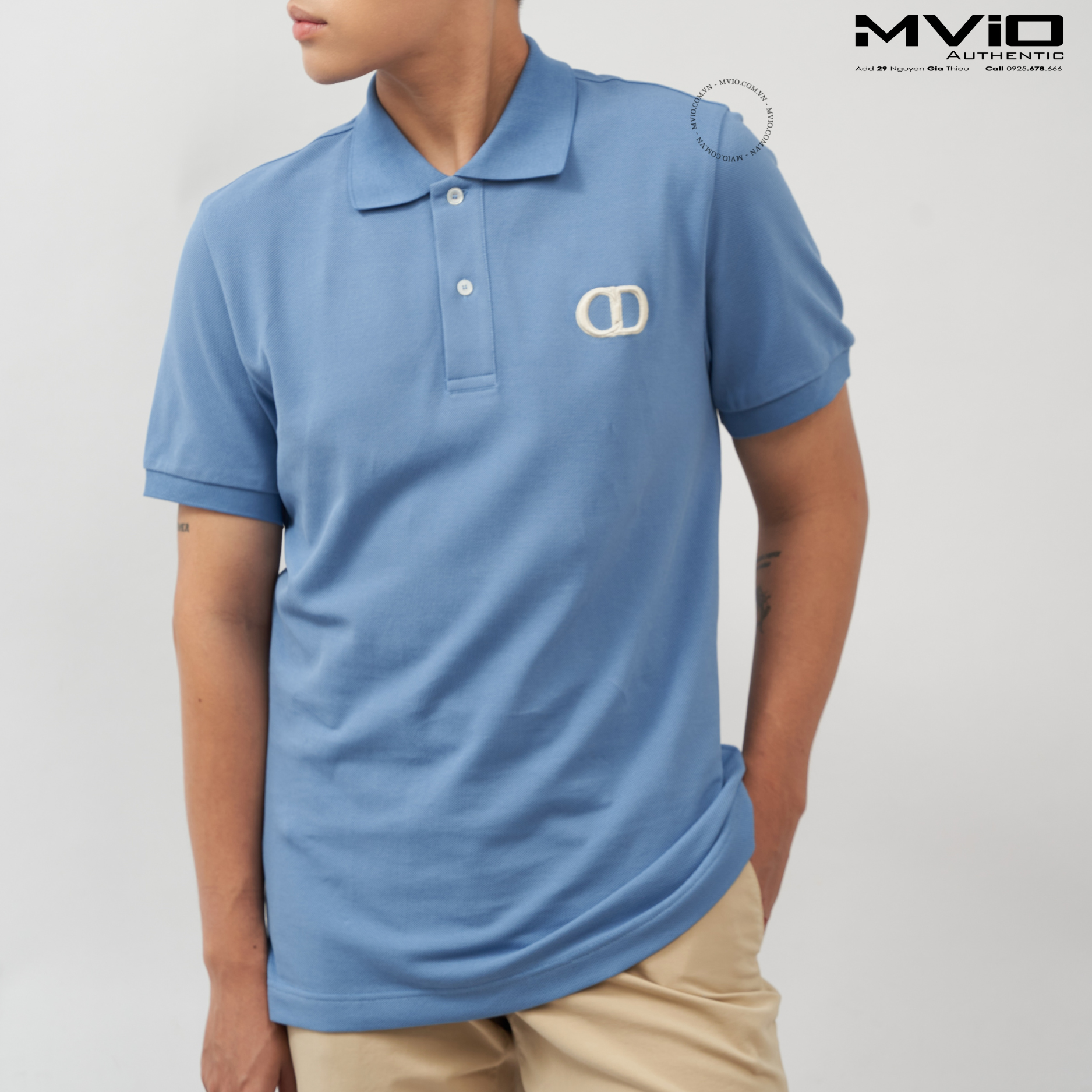  Polo Dior Xanh Blue CD Trắng 013J800A0373 