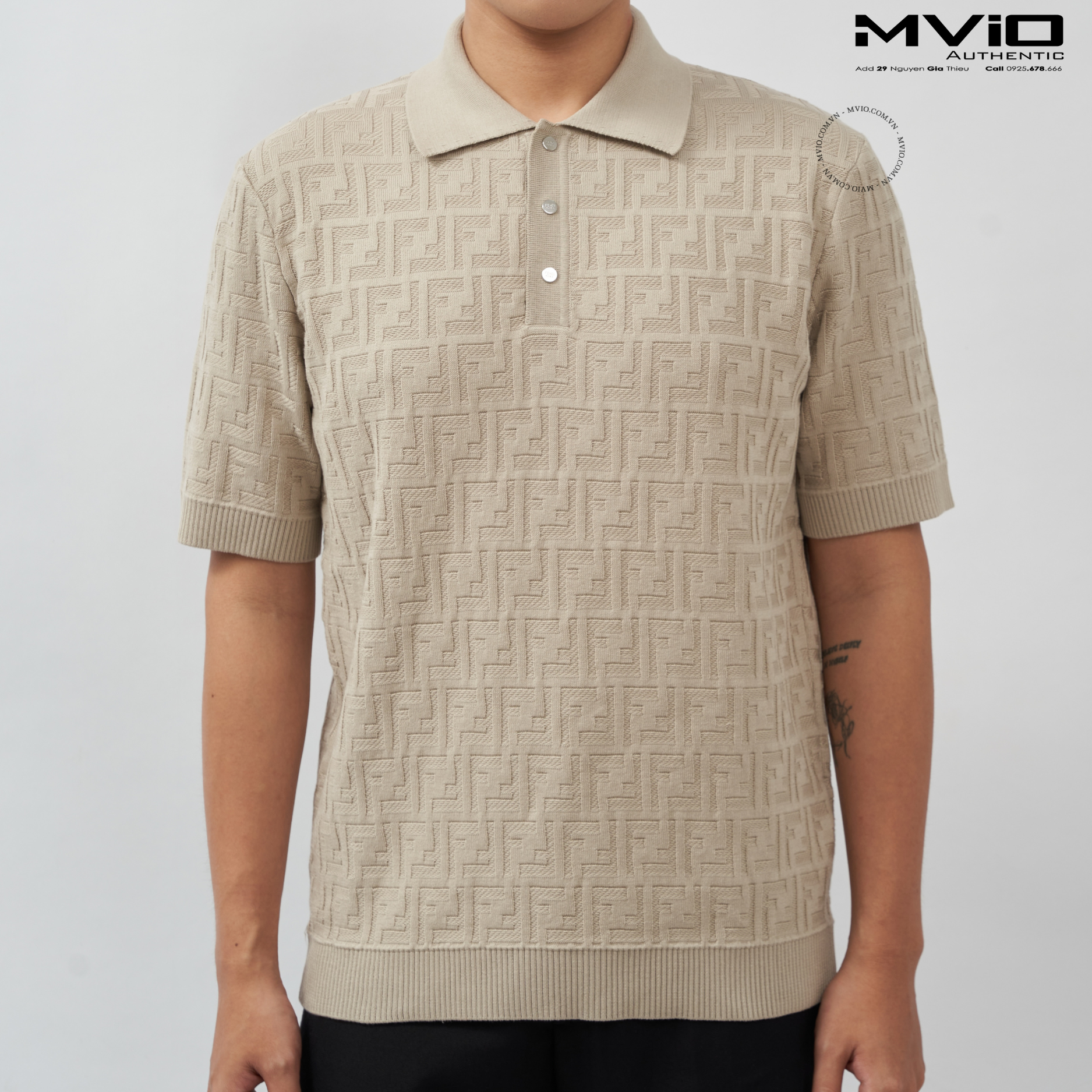  Polo Fendi Be Vân FF Dệt Kim EZC410 AUWO F0B9Y 