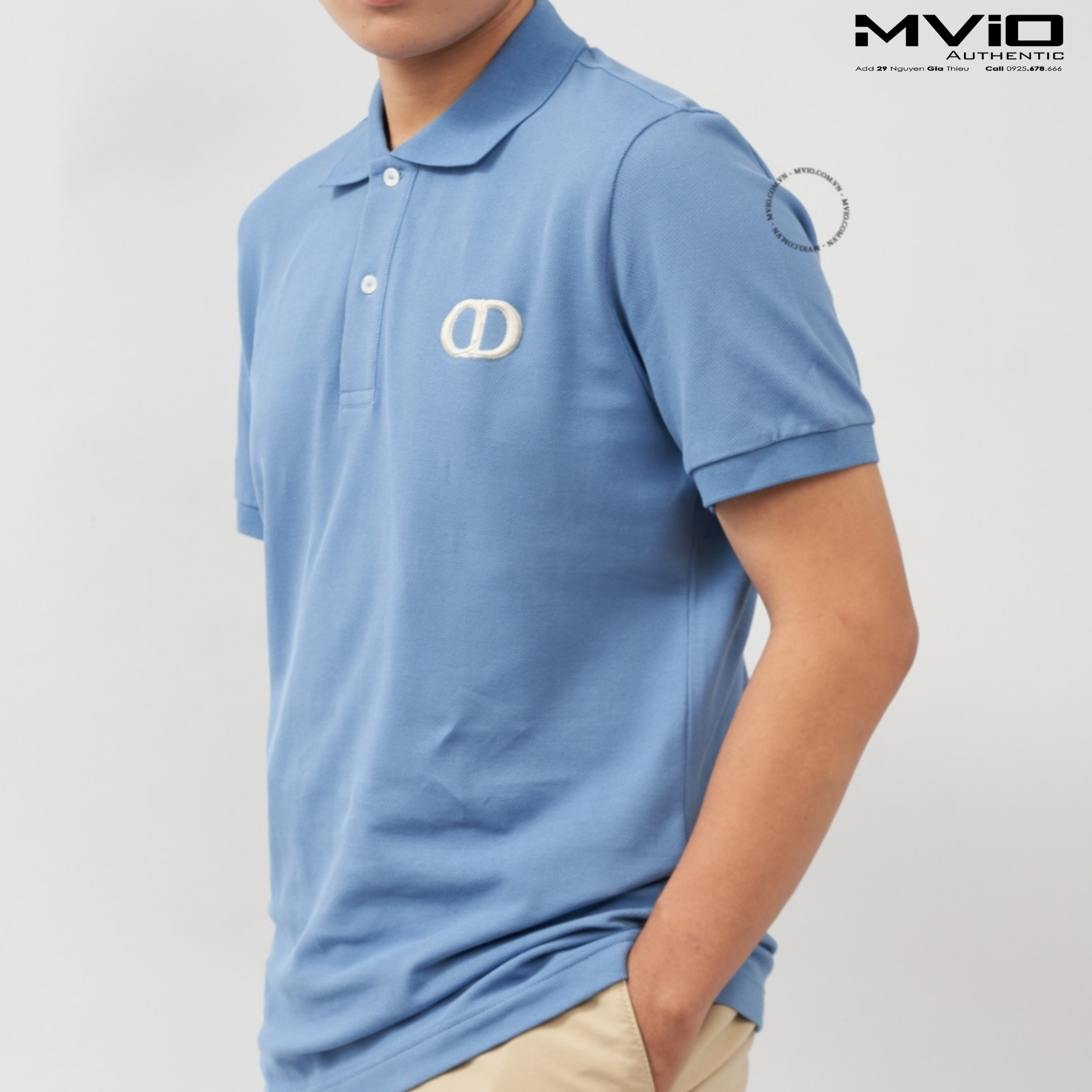  Polo Dior Xanh Blue CD Trắng 013J800A0373 