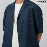  Sơ Mi Dior Xanh Cộc Tay Lụa Vân Oblique 483C568A5231 
