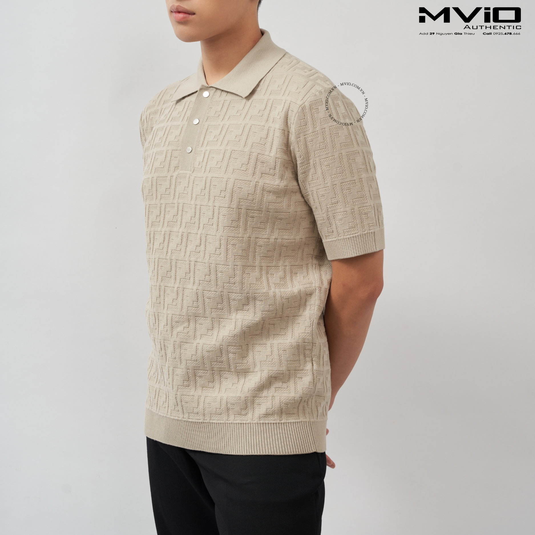  Polo Fendi Be Vân FF Dệt Kim EZC410 AUWO F0B9Y 