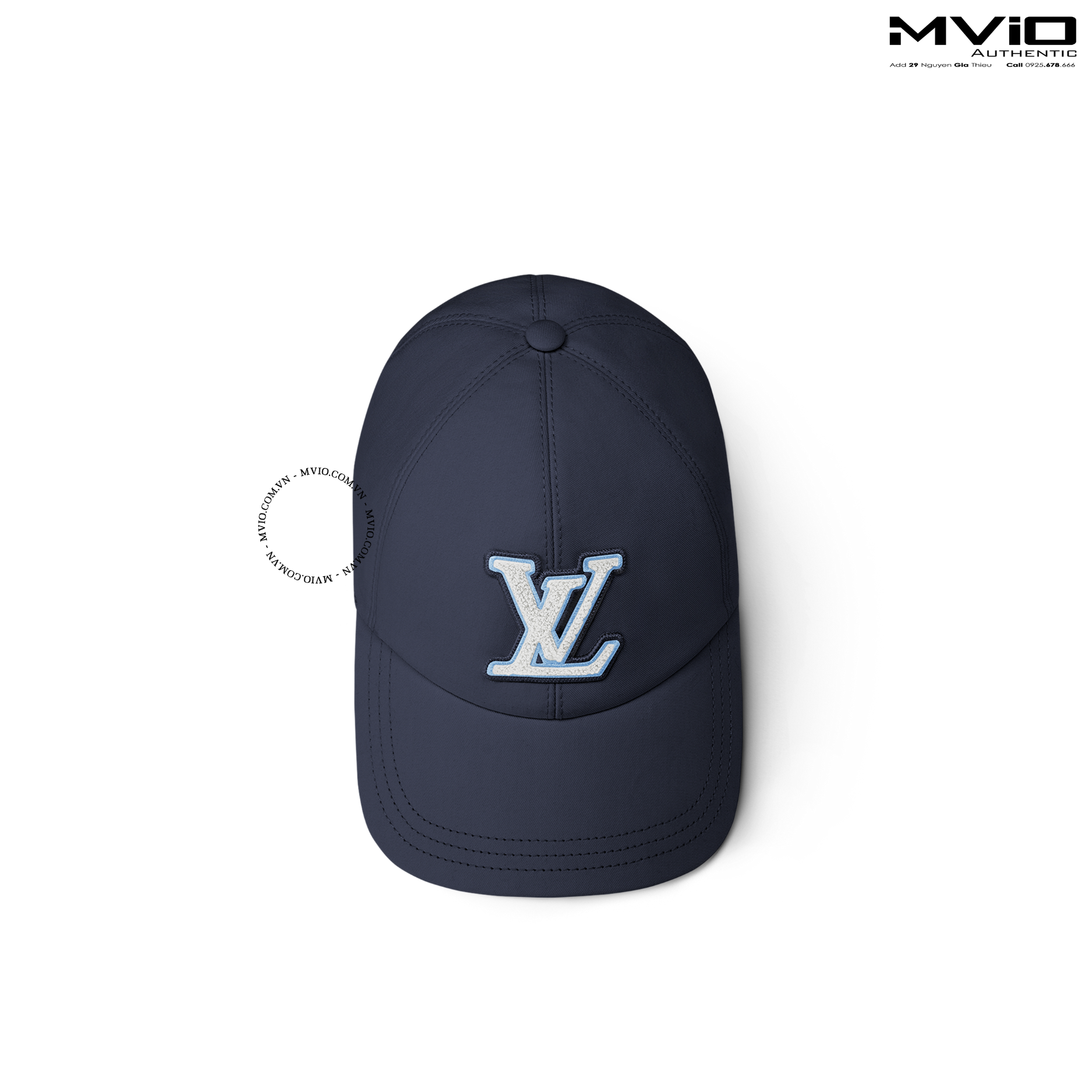  Mũ Louis Vuitton Xanh Navy Logo Trắng Xanh M7319L 