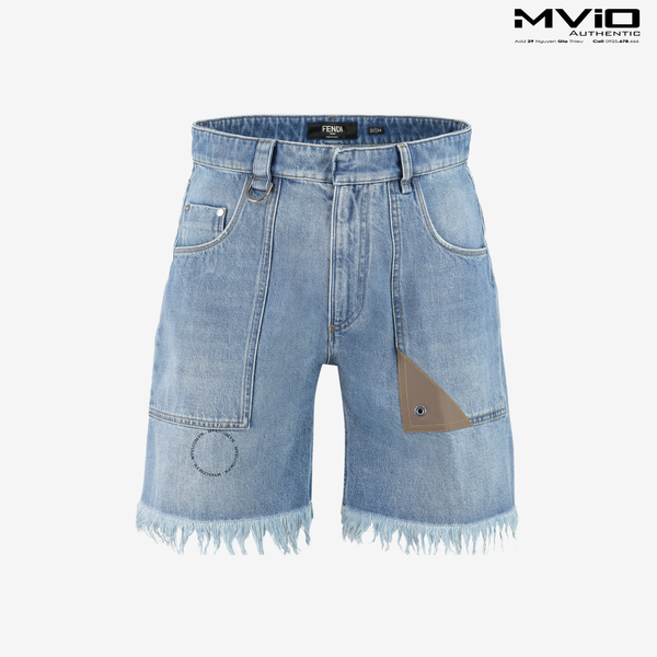  Short Fendi Xanh Tag Nâu Tua Rua FLP367AN4W 