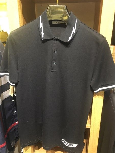  Polo Givenchy Đen Sét Cổ Trắng 