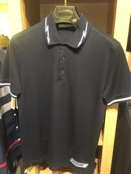 Polo Givenchy Đen Sét Cổ Trắng 