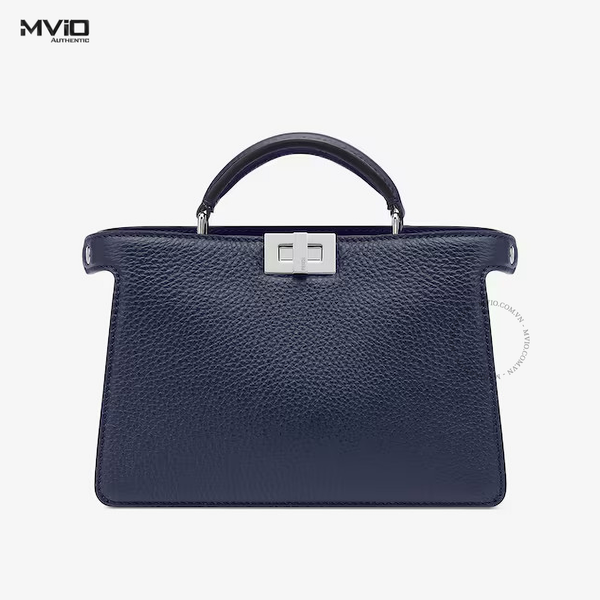  Túi Fendi Navy Da Bê Tay Xách Khoá Sliver Xoay 7VA530AFC3 F1F14 