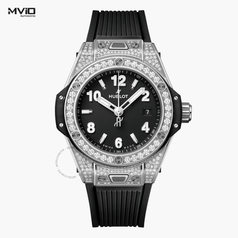  ĐỒNG HỒ HUBLOT BIG BANG ONE CLICK STEEL PAVE DÂY CAO SU ĐEN 485.SX.1170.RX.1604 