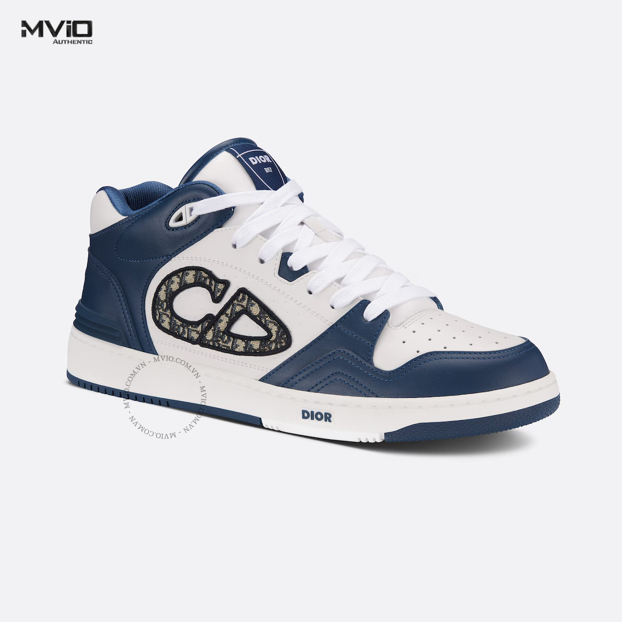  Sneaker Dior B57 Mid Xanh Navy CD Oblique 3SH141ZXU_H553 