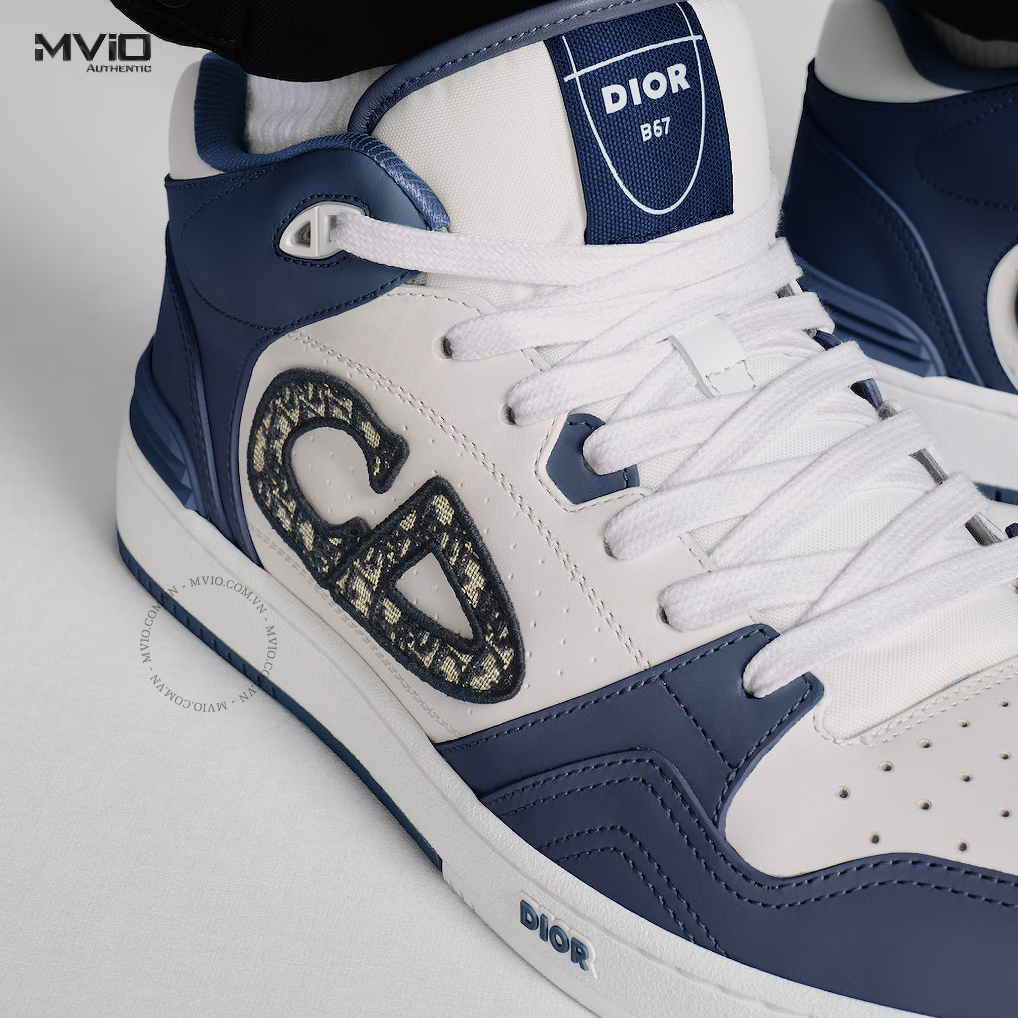  Sneaker Dior B57 Mid Xanh Navy CD Oblique 3SH141ZXU_H553 