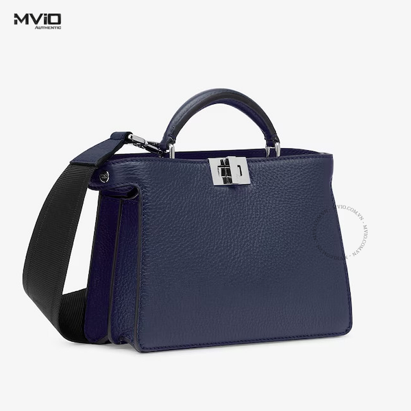  Túi Fendi Navy Da Bê Tay Xách Khoá Sliver Xoay 7VA530AFC3 F1F14 