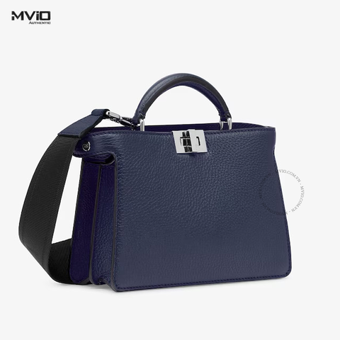  TÚI FENDI PEEKABOO NAVY DARK BLUE KHÓA SILVER XOẮN 7VA530 AFC3 F1F14 