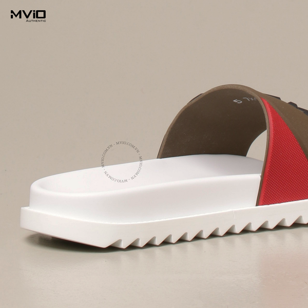  Dép Fendi Trắng Quai Nâu Đỏ 7X1377 