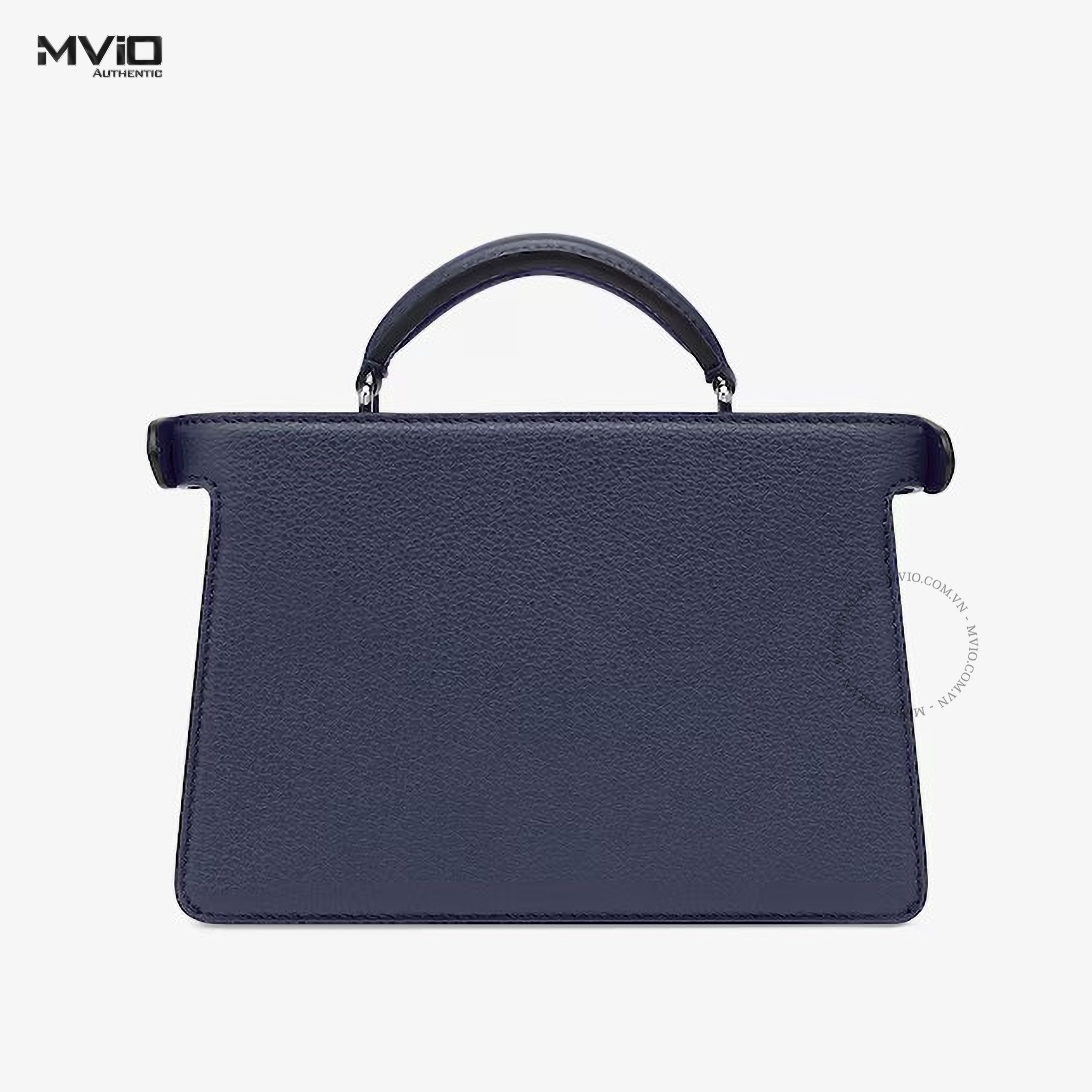  Túi Fendi Navy Da Bê Tay Xách Khoá Sliver Xoay 7VA530AFC3 F1F14 