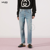  Jean Gucci Xanh Trơn Khoá Horsebit Gold Túi Sau 681289 XDBQ5 
