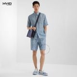  Sơ Mi Fendi Cộc Tay Xanh Blue Vân FF FS0795AR62F0GCT 