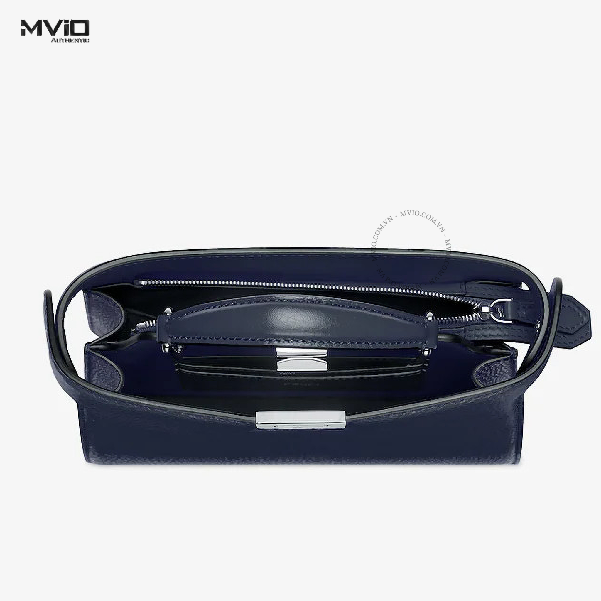  Túi Fendi Navy Da Bê Tay Xách Khoá Sliver Xoay 7VA530AFC3 F1F14 