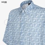  Sơ Mi Fendi Cộc Tay Xanh Blue Vân FF FS0795AR62F0GCT 