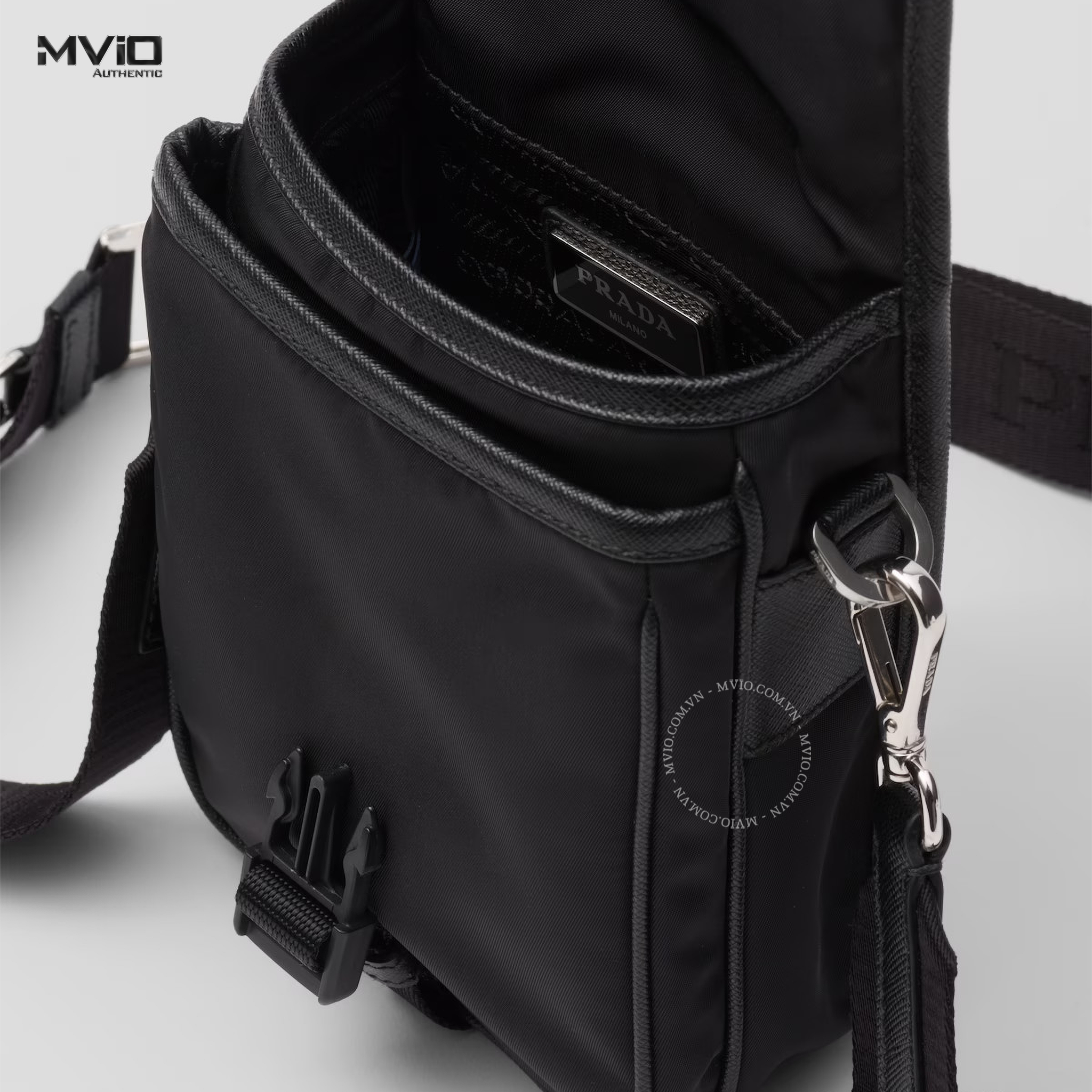  TÚI PRADA PHONE BOX ĐEN VẢI DÙ TÚI KÈM DÂY 2VD043VXOPZDMHF0002 