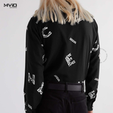  Sơ Mi Celine Đen Dài Tay Nhiều Chữ 2C813731T38CE 