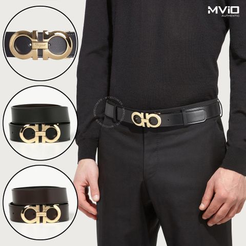  Belt Salvatore Mặt Gold Dây Đen Chocolate Xe0958 001 