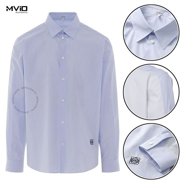  Sơ Mi Loewe Xanh Trắng Kẻ Lw22Wbs050 5149 