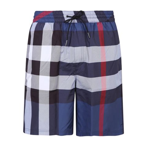  Short Burberry Check Drawcord Carbon Blue Ip 8013879 