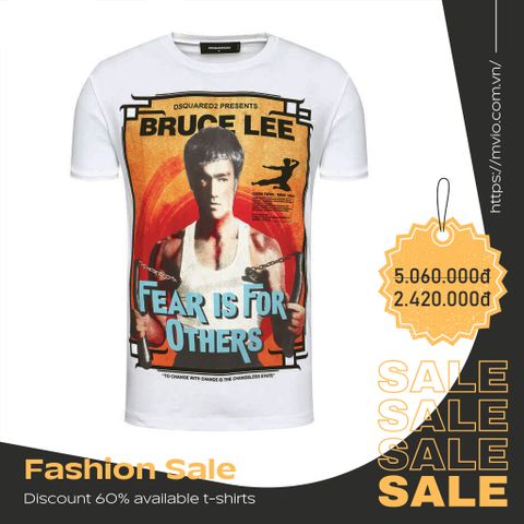  Phông Dsquared2 Trắng Bruce Lee S71Gd0901 