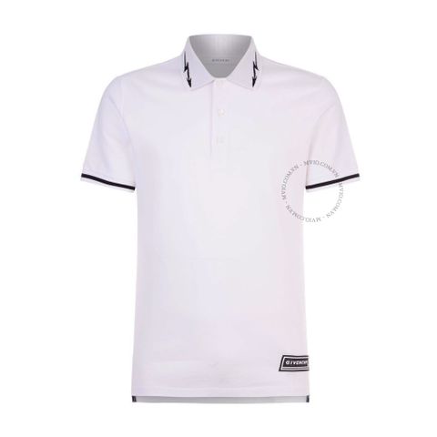  Polo Givenchy Trắng Sét Cổ Đen BM70DX3006 