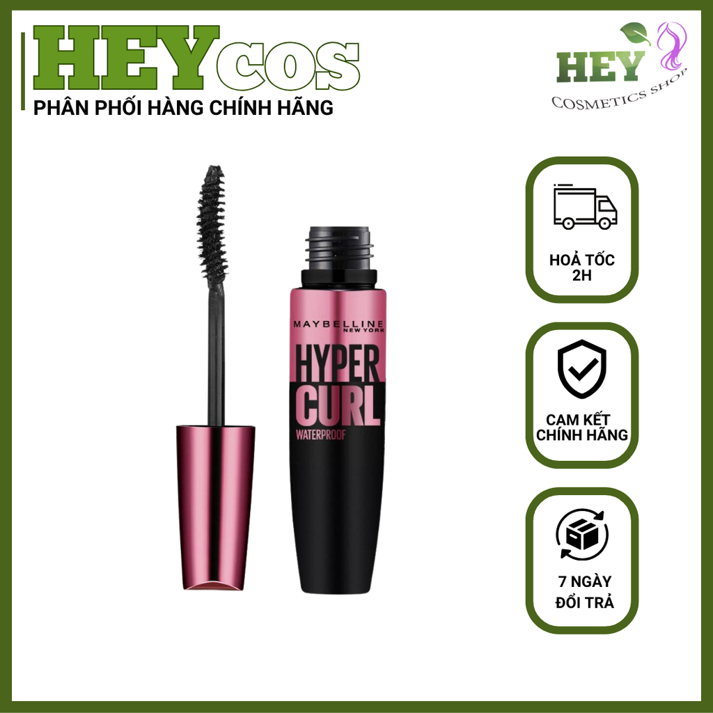 Mascara Dài Mi và Cong Mi Maybelline New York Hyper Curl Waterproof Chuốt Mi Đen 9.2ml