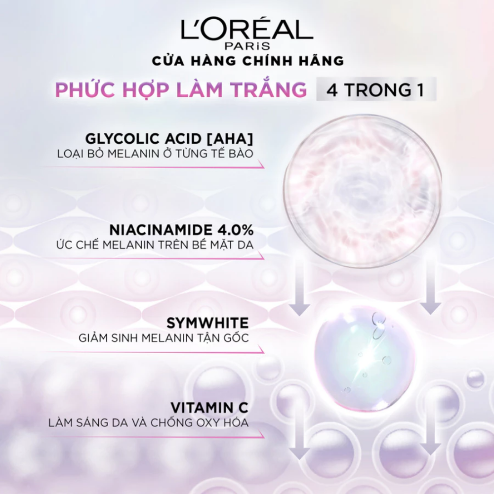  Kem Dưỡng L'Oreal Paris Glycolic-Bright 50ml - Mờ Thâm Nám, Sáng Da Ban Ngày SPF 17 / Ban Đêm 