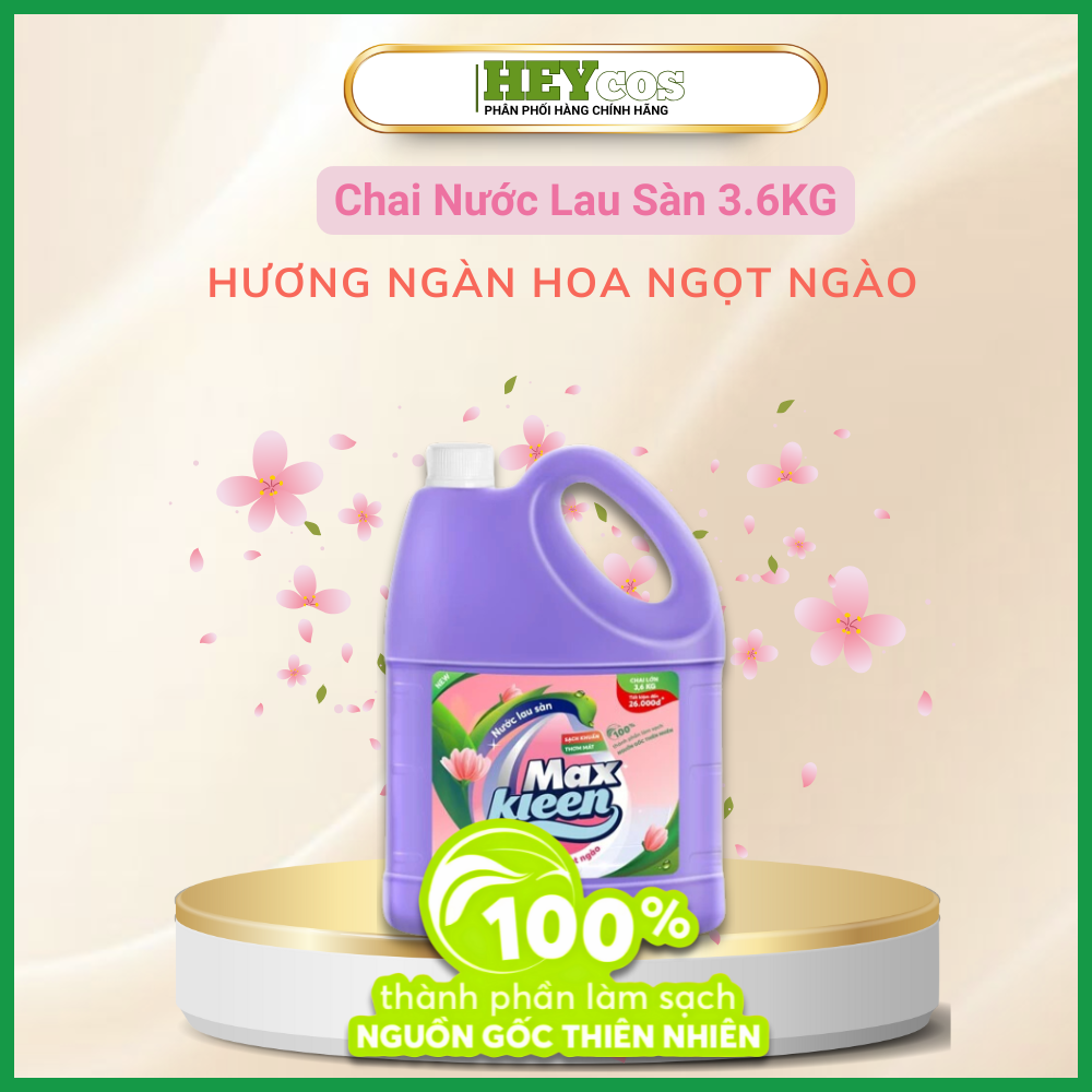  Chai Nước Lau Sàn MaxKleen 3.6kg - Sạch Khuẩn, Thơm Mát Lâu | HEYCOS 