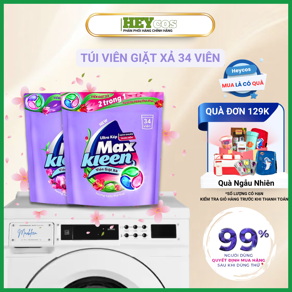 [TẶNG 4 VIÊN] Túi Viên Giặt Xả MaxKleen Hương Nước Hoa Huyền Diệu/ Hương Ngày Thư Thái | HEYCOS