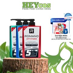 [HOẢ TỐC] Dầu gội nam sạch gàu 5in1 Romano hương Nước hoa nam Classic/ Force/ Attitude 650g