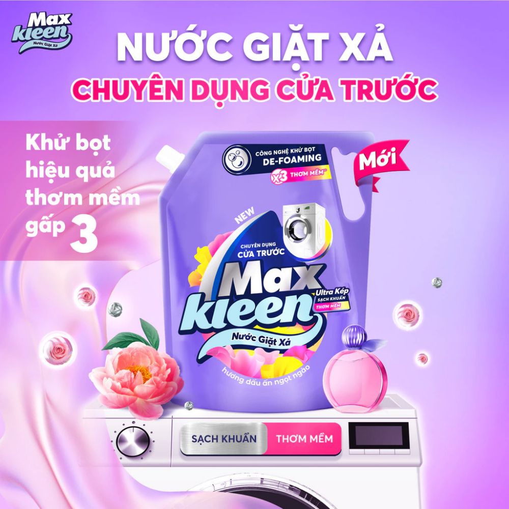  Túi CỰC ĐẠI Nước Giặt Xả MaxKleen Chuyên Dụng Cửa Trước 4.2kg Hương Dấu ấn ngọt ngào |HEYCOS 