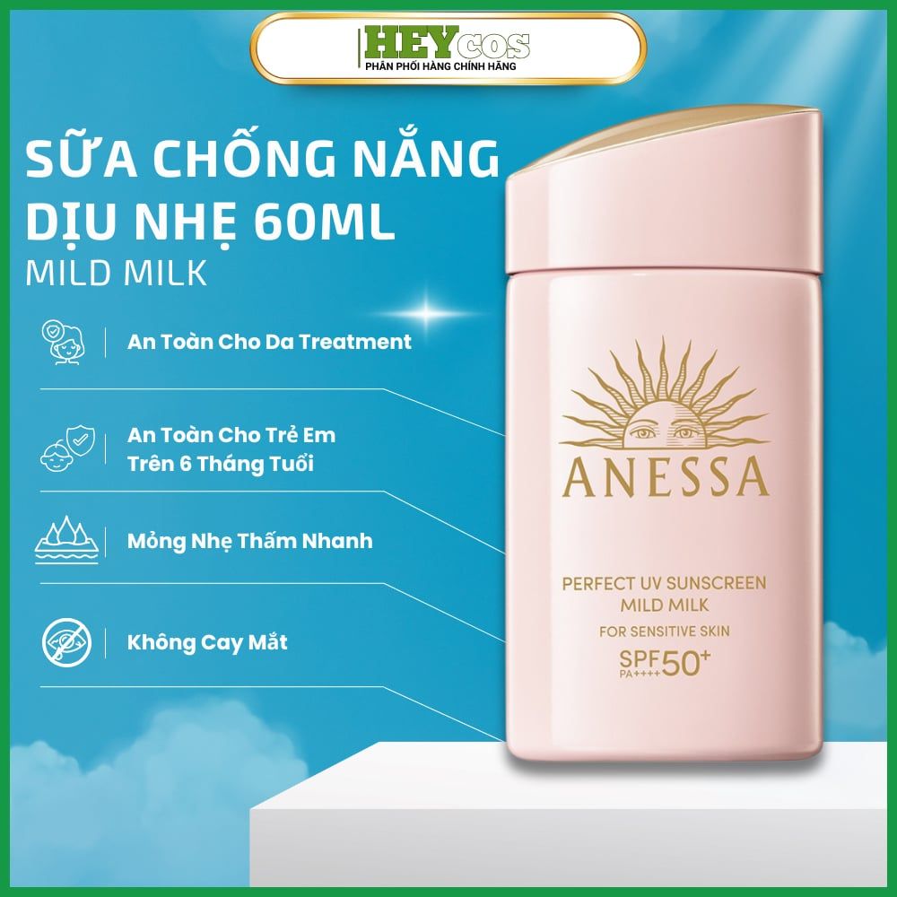  [CHÍNH HÃNG] Sữa chống nắng dịu nhẹ Anessa Perfect UV Sunscreen Mild Milk 60ml 