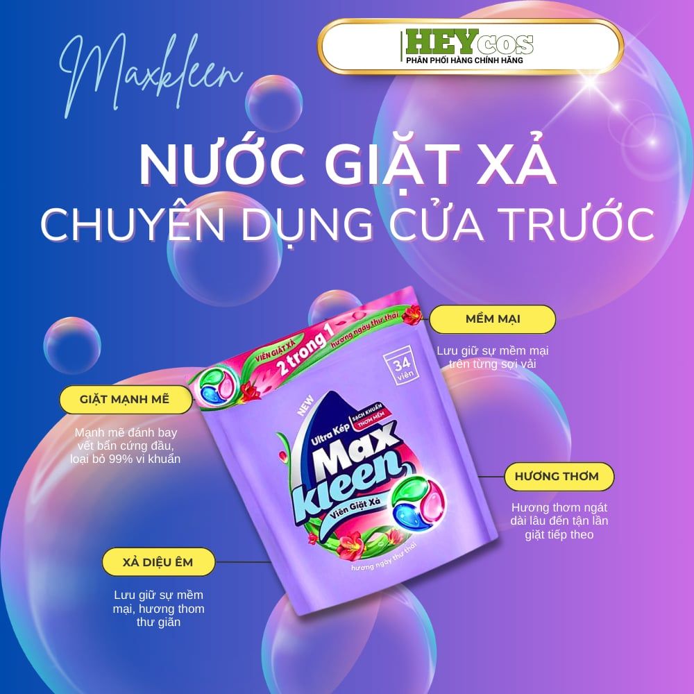  Túi Viên Giặt Xả MaxKleen Hương Nước Hoa Huyền Diệu/ Hương Ngày Thư Thái | HEYCOS 