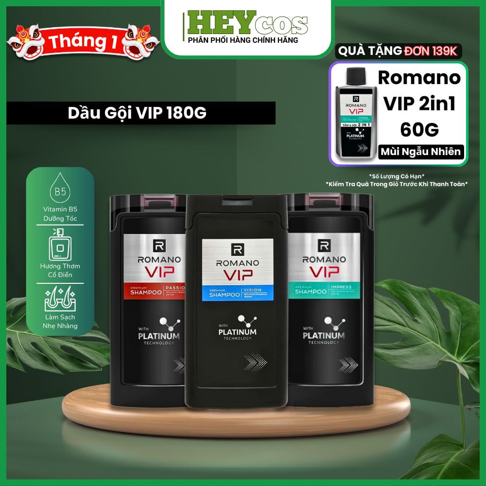 Dầu Gội Cao Cấp Cho Nam Romano VIP 180g