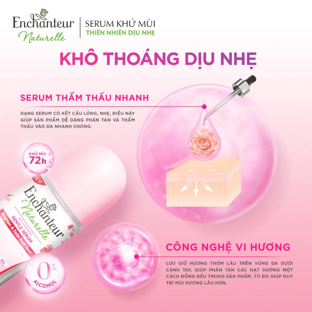  Lăn Khử Mùi Thiên Nhiên Enchanteur Naturelle (Khử Mùi Đến 72H) - Sáng Da - Mờ Thâm - Mịn Màng 50ml 