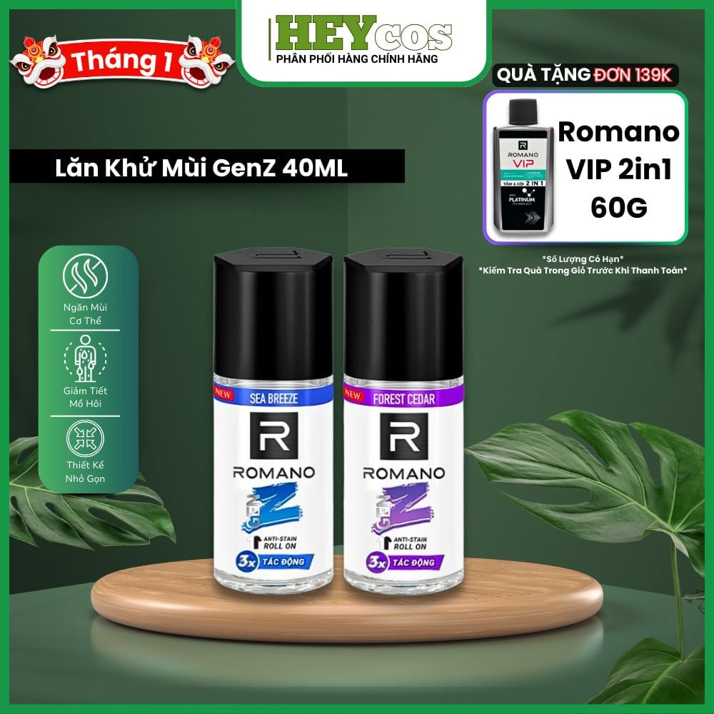 [SẢN PHẨM MỚI] Lăn Khử Mùi Ngăn Vệt Ố Vàng Romano Gen Z 40ml