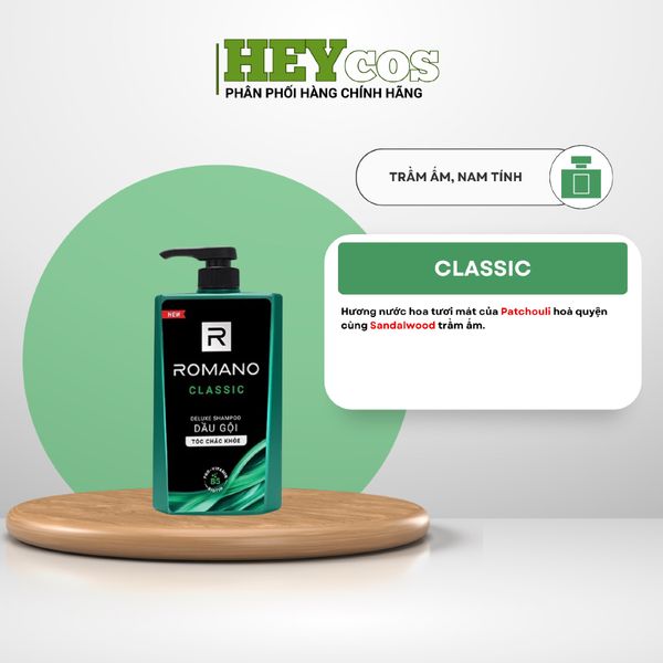  Dầu Gội Romano Hương Nước Hoa Classic/ Force/ Attitude/ Gentleman 650g/180g | HEYCOS 