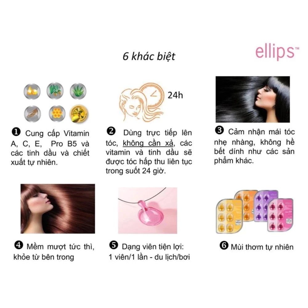  [TẶNG 2 VIÊN SERUM] (Hộp 50 Viên) Serum Dưỡng Tóc Ellips Hair Vitamin 