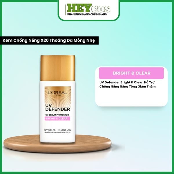  Kem chống nắng x20 thoáng da mỏng nhẹ L'Oreal Paris UV Defender Serum 50ml SPF 50++ | HEYCOS 