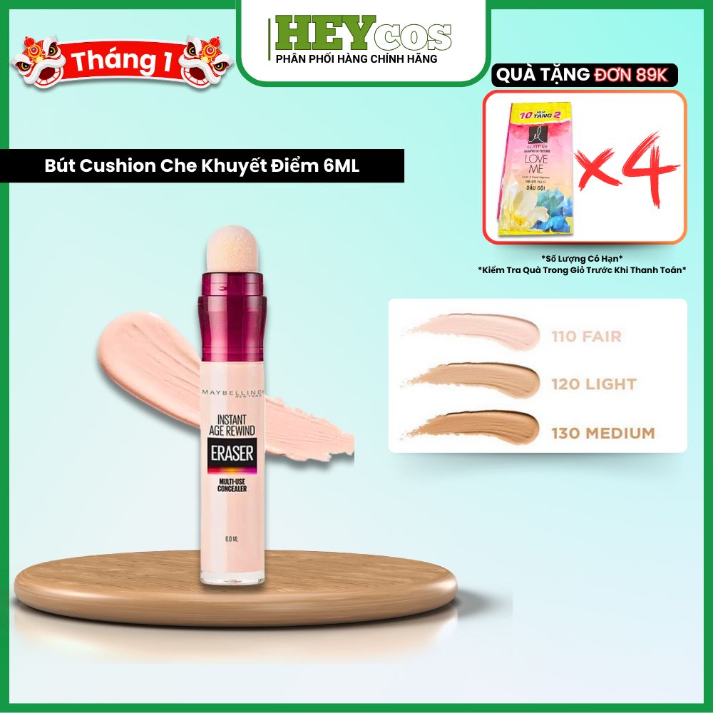 Bút cushion che khuyết điểm giảm quầng thâm Maybelline Instant Age Rewind 6ml | HEYCOS