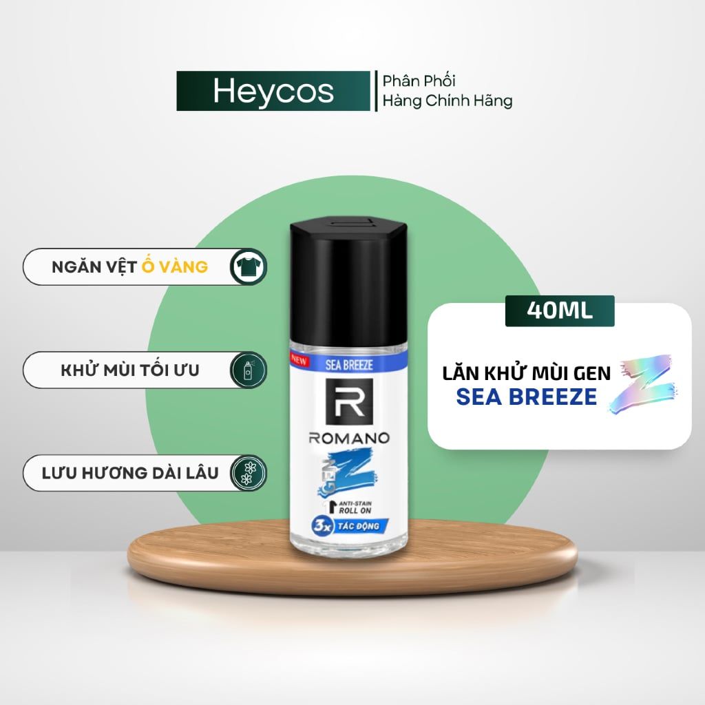  [SẢN PHẨM MỚI] Lăn Khử Mùi Ngăn Vệt Ố Vàng Romano Gen Z 40ml 