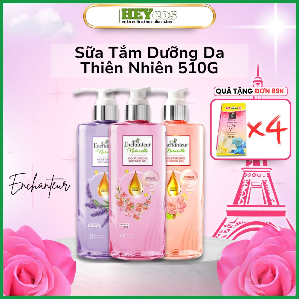 Sữa tắm dưỡng da thiên nhiên Enchanteur Naturelle hương hoa Lavender/Iris/Rose 510g