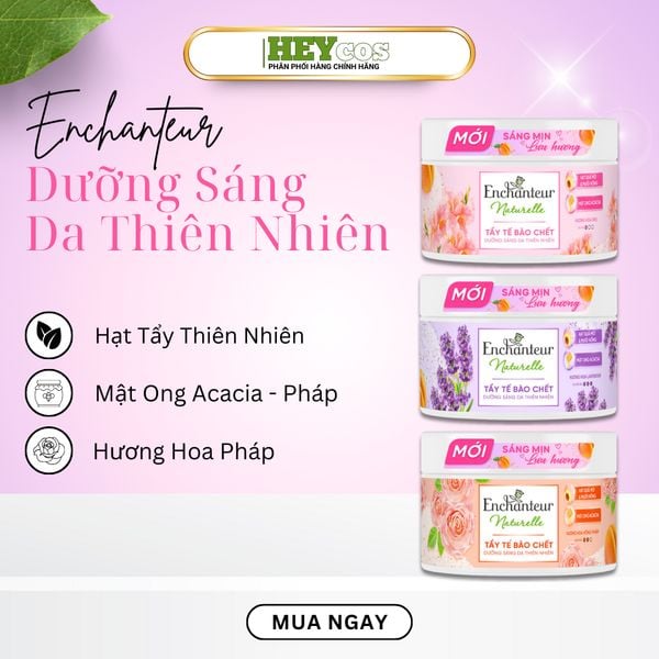  [MỚI] Tẩy Tế Bào Chết Dưỡng Sáng Da Thiên Nhiên Pháp Enchanteur Naturelle Với Hạt Quả Mơ, Muối Hồng & Mật Ong 250g 