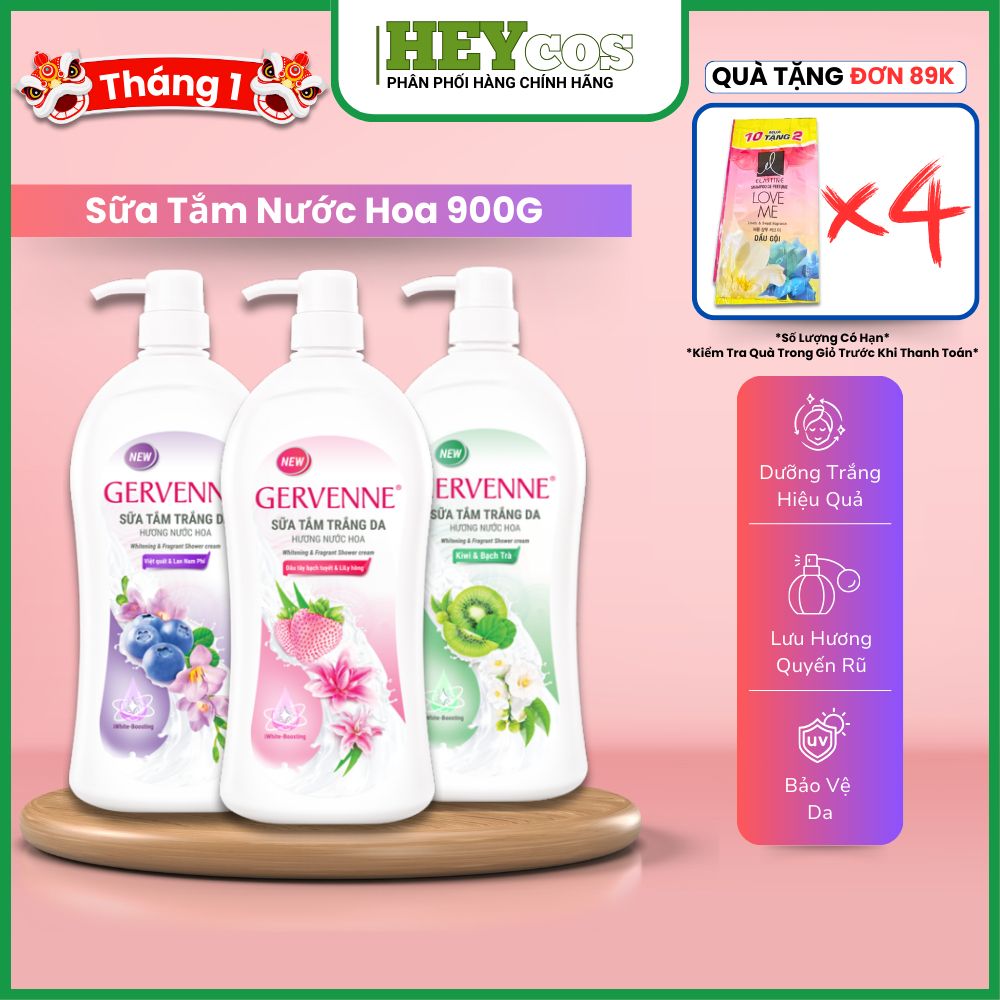 Sữa tắm trắng da hương nước hoa Gervenne 900G/chai (3 mùi)