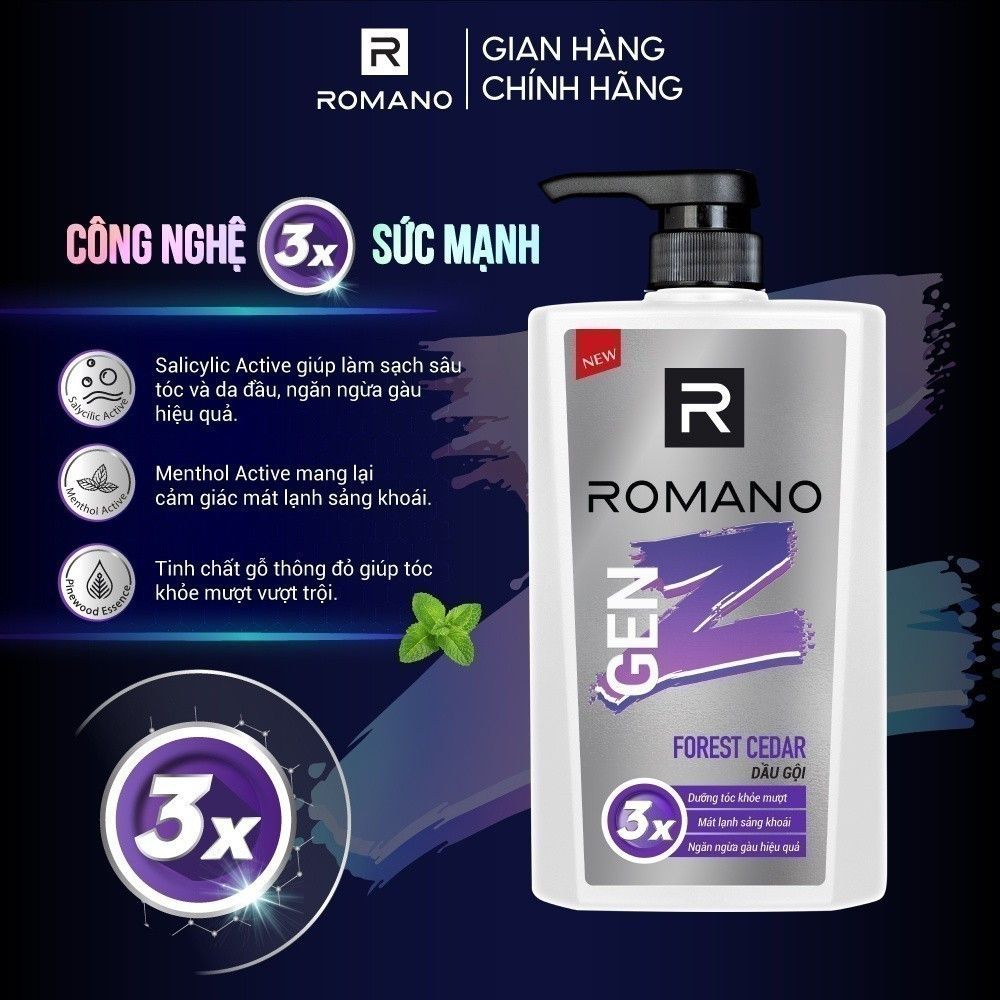  Dầu Gội & Tắm Gội Romano Gen Z 610g 