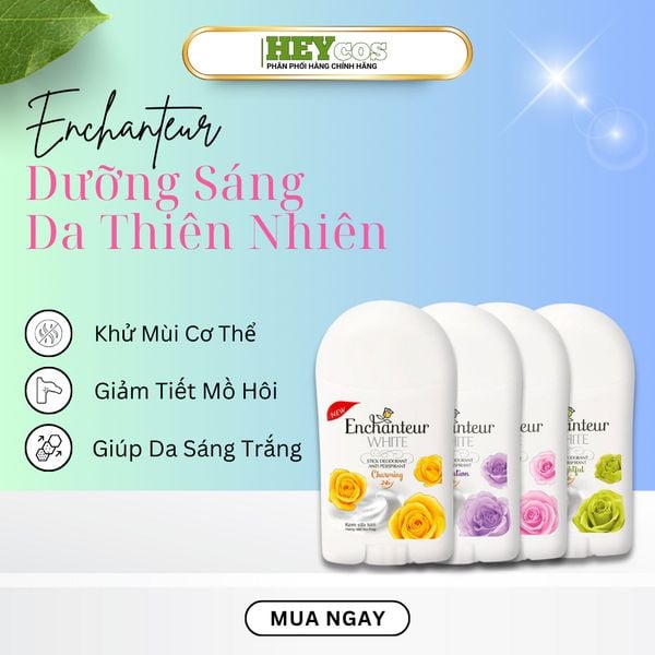  Sáp khử mùi trắng da Enchanteur Charming/ Romantic/ Delightful 40gr | HEYCOS 